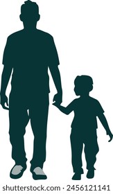 Flat design father and son silhouette