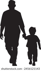 Flat design father and son silhouette