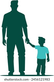 Flat design father and son silhouette