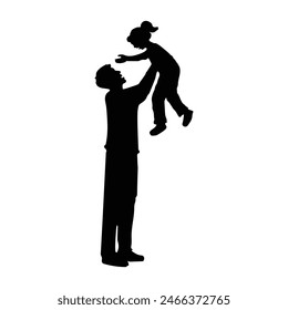 Flat design father and son silhouettes