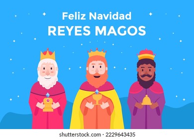 Flachdesign feliz navidad reyes magische Hintergrund