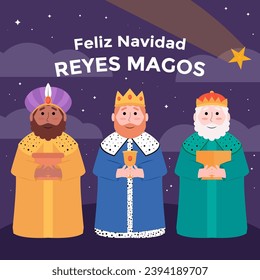 flat design feliz navidad reyes magos illustration