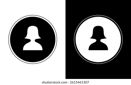 Flat design female avatar icon for profile or user interface. Female user profile icon.