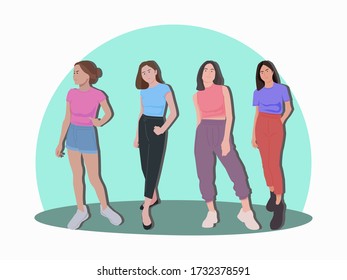 
flat design of female characters. suitable for posters, banners, infographic and others
