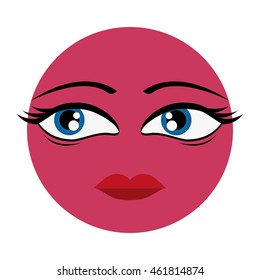 flat design femenine face emoticon icon vector illustration