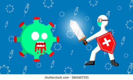 Flat Design Fight Corona Virus Vector Illustration