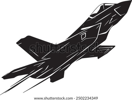 Flat design fighter jet silhouette illustration