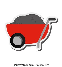 flat design filled wheelbarrow icon vector illustration