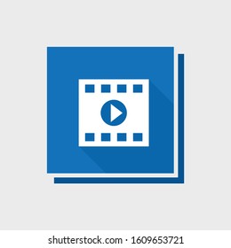 Flat design film strip, video icon.