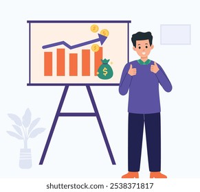 Diseño plano de la Ilustración vectorial de negocios de finanzas