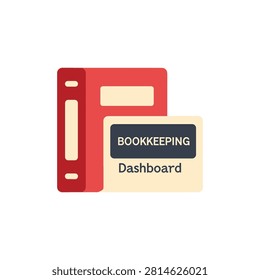 Flat design a financial record binder and a data display board for accounting professionals. Useful for business analytics and record keeping.