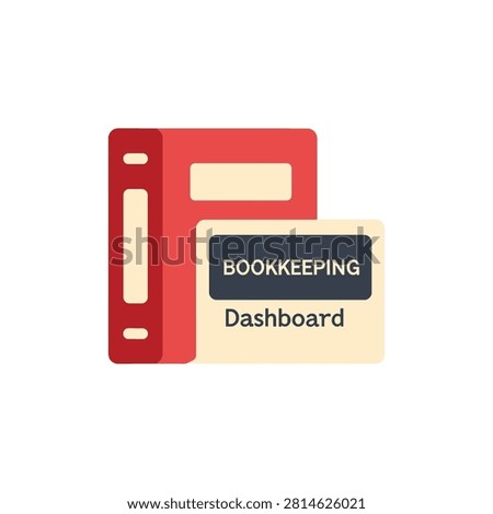 Flat design a financial record binder and a data display board for accounting professionals. Useful for business analytics and record keeping.