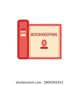 Flat design financial record book with clear legible text and accounting symbol. Ideal for business and finance concepts.