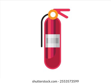 Flat Design Fire Extinguisher Vector Art, Emergency Fire Extinguisher Vector Art, Vector Illustration of a Fire Extinguisher. 