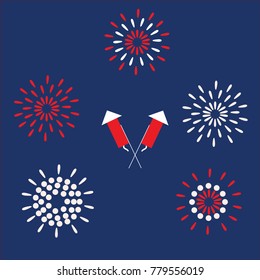 Flat design fireworks 