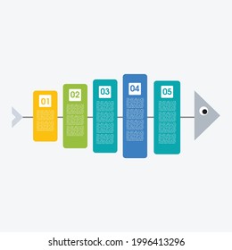 Flat design fishbone step concept infographic diagram presentation template vector design