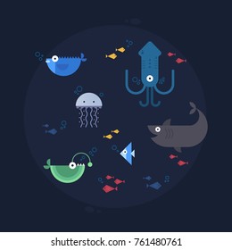 Flat design fishes. Vector illustration