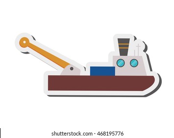 flat design fishing boat icon vector illustration