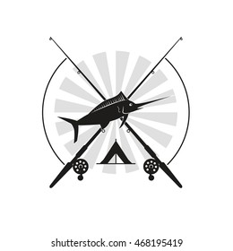 flat design fishing emblem icon vector illustration