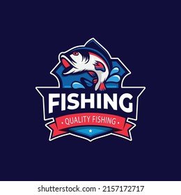 plantilla de logotipo de pesca de diseño plano