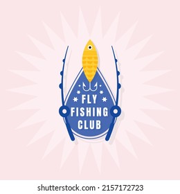 flat design fishing logo template
