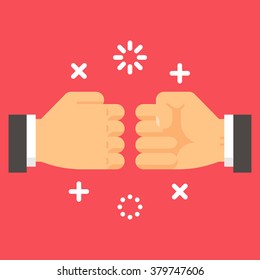Flat design fist bump illustration vector