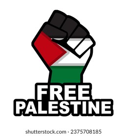 Flat design fist up in solidarity to free Palestine. Vector illustration