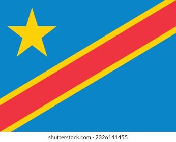 Flat design flag of Democratic Republic of the Congo