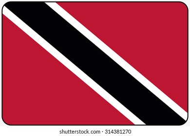 A Flat Design Flag Illustration with Rounded Corners and Black Outline of the country of Trinidad and Tobago