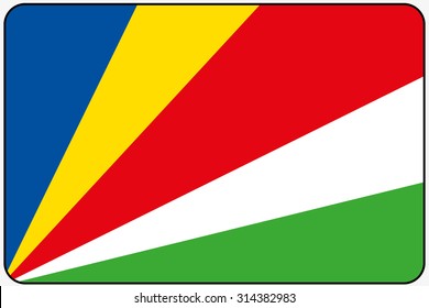 A Flat Design Flag Illustration with Rounded Corners and Black Outline of the country of Seychelles