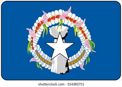 A Flat Design Flag Illustration with Rounded Corners and Black Outline of the country of Marianas