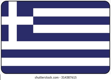 A Flat Design Flag Illustration with Rounded Corners and Black Outline of the country of Greece