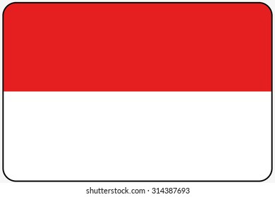 A Flat Design Flag Illustration with Rounded Corners and Black Outline of the country of Indonesia