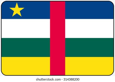A Flat Design Flag Illustration with Rounded Corners and Black Outline of the country of Central African Republic