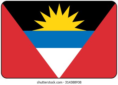 A Flat Design Flag Illustration with Rounded Corners and Black Outline of the country of Antigua and Barbuda