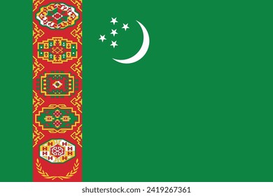 Bandera de diseño plano de Turkmenistán