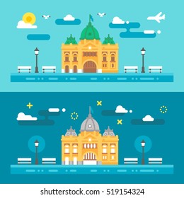 Flat design Flinders station illustration vector