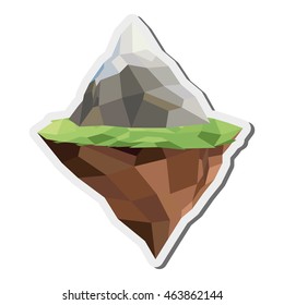 flat design floating piece of land icon vector illustration