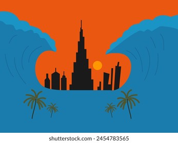 flat design flood vector illustration