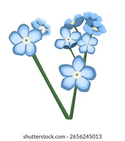 Set Floral de Diseño Plano – Olvídate de mí-no para Invitaciones, Blog, y Gráficos de Presentación