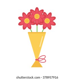 Flat design flower bouquet isolated on white background.

