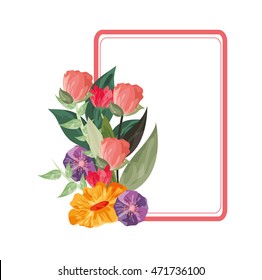 flat design flower frame icon vector illustration