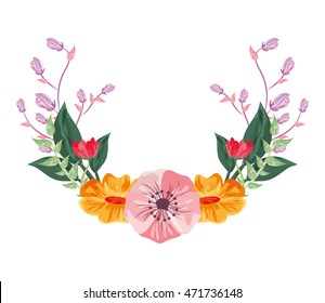 flat design flower frame icon vector illustration