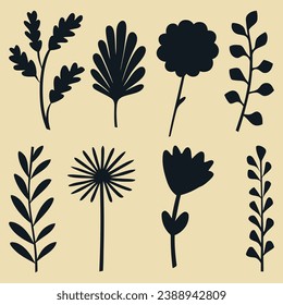 Flat design flower silhouettes illustration
