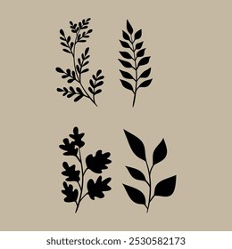 Flat design flower silhouettes illustration
