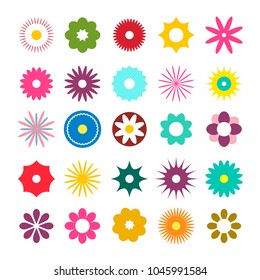 Flat Design Flowers Icons. Vector Simple Flowers Set.