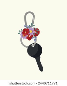Ilustración de flores de diseño plano con llavero