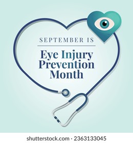 Flat design, flyer design, and vector artwork of Eye Injury Prevention Month are appropriate for the occasion.