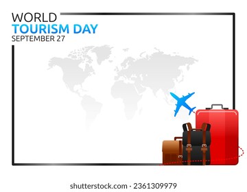 Diseño plano, diseño de volante y gráfico vectorial del Día Mundial del Turismo que es adecuado para las vacaciones.
