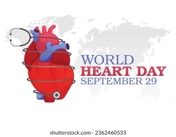 Flat design, flyer design, vector graphic of World Heart Day appropriate for World Heart Day event.